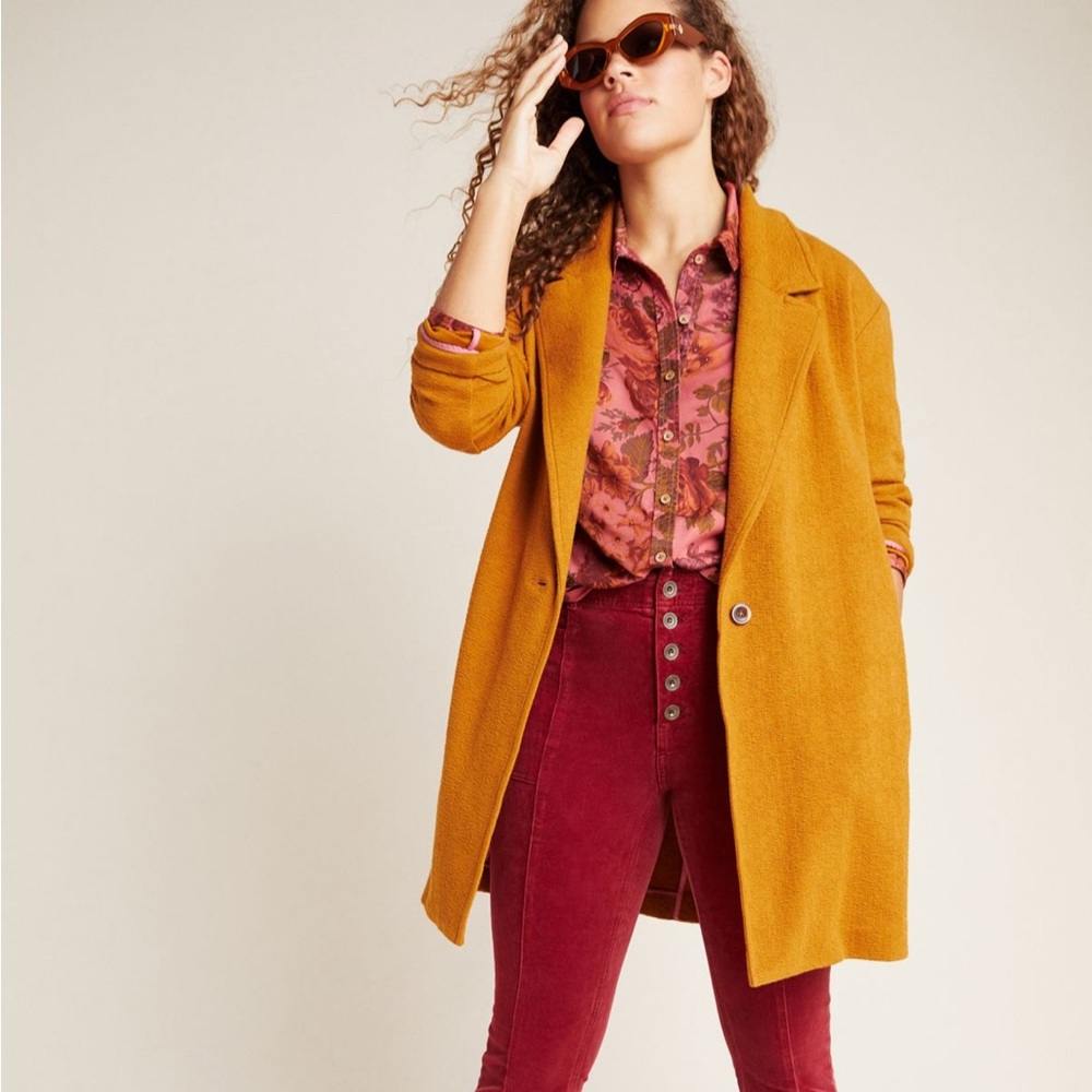 Anthropologie Corinthia Knit Blazer in Dark Yellow size XS